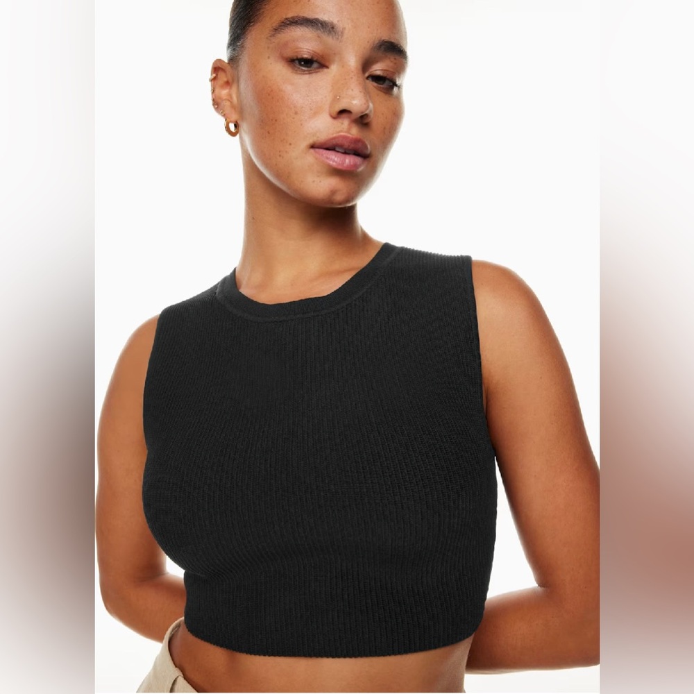 Aritzia Teal Ribbed Cropped Shell Tank Sz M